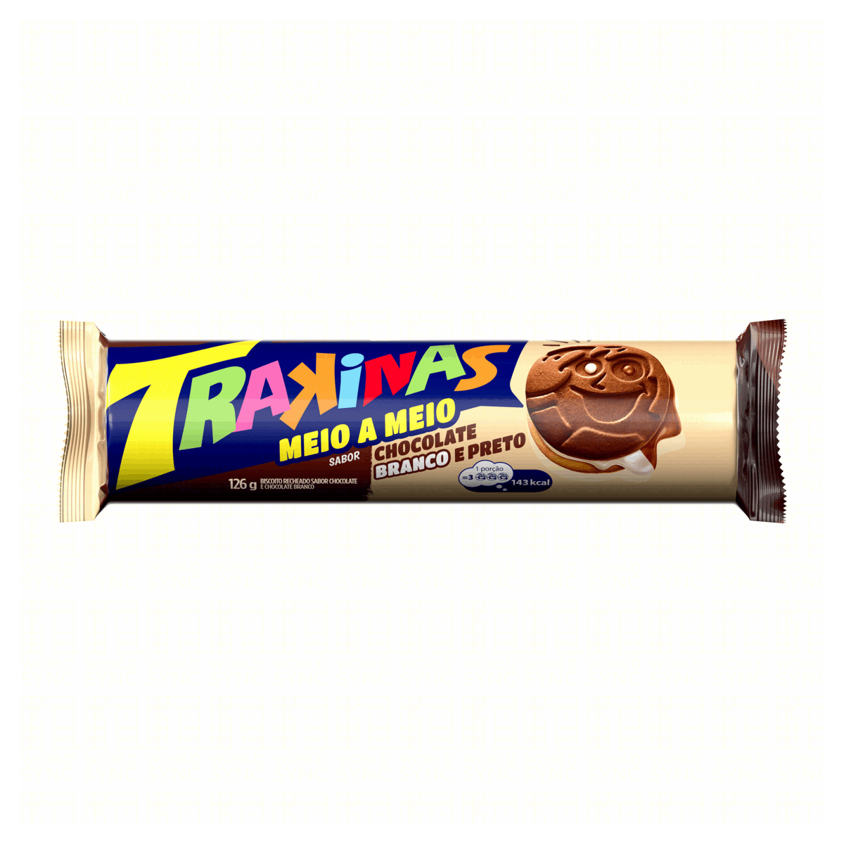 Biscoito Recheado Chocolate/Morango/Branco e Preto - Trakinas 126g